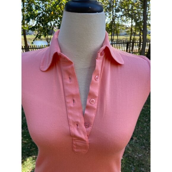 DiFini Knitwear Sleeveless Polo Top 34 Pink Cotton Blend Vintage Hong Kong - Picture 2 of 7